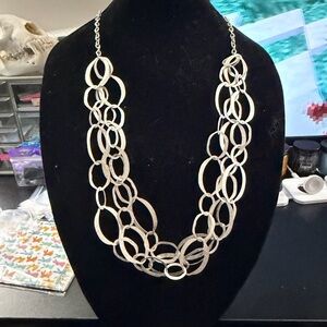 Silver Multi-Open Circle Link Necklace - Women Jewelry